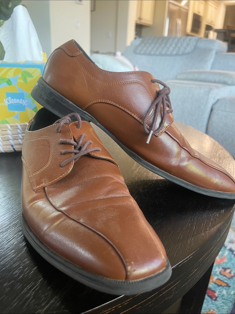 Alfani Men's Brown Leather Lace-Up Dress Shoes
